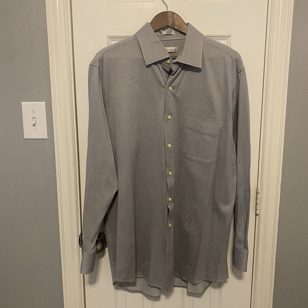 Peter Millar Button Front‎ Shirt Men's XXL 100% Cotton Long Sleeve Blue